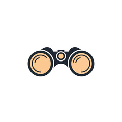 A cartoon pair of binoculars is centered against a solid black background.