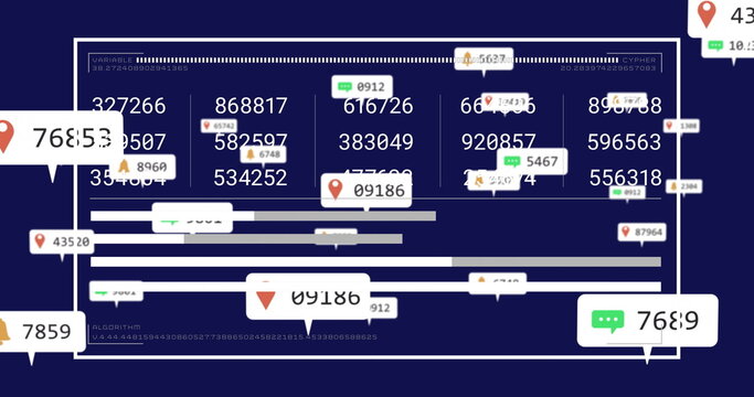 Displaying white-outlined panel on dashboard, with map pin icons, algorithm text and progress bars