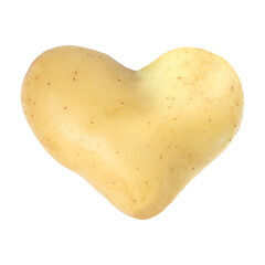 One heart shaped potato isolated on white