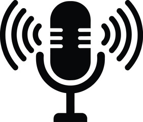  Microphone Icon with Sound Waves in Gradient Colors