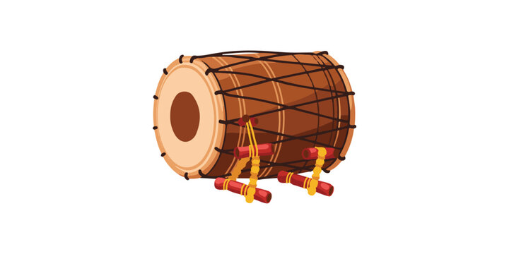 Dhak Drum icon, durga puja flat Vector illustration, Indian cultural icon