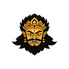 Fototapeta premium Asura Mahishasura icon, durga puja flat Vector illustration, Indian cultural icon