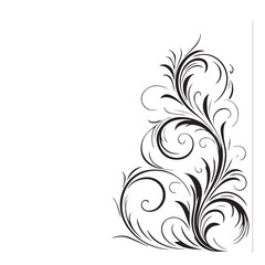 An elegant black floral corner design with swirling vines and leaves, evoking a vintage and ornate aesthetic for decorative purposes