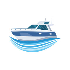 Simple Illustration Speedboat with waves