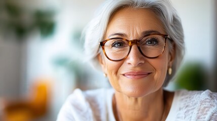 Senior woman happily arrives at her new apartment, embracing new beginnings