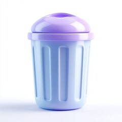 A colorful, modern trash can with purple lid and blue body suitable for home decor or waste management concepts, Great for use in blog posts, marketing materials, or design projects,