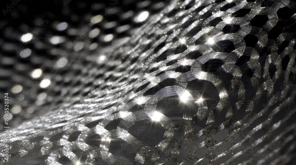Poster close up of a futuristic, shapeshifting material with a layered surface, oscillating between rigid a