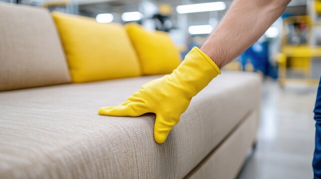 Expert cleaning technique for a spotless sofa at a commercial facility