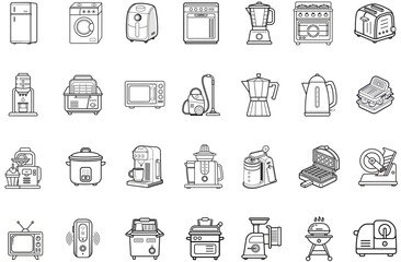 Vector of Home appliance icons set. Home Appliances Vector Icon Set. Adjustable Line Weight. Home Appliances - set of vector line icons