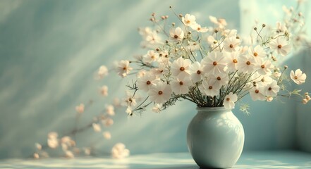 A few smiling flowers are arranged in a vase, their petals soft and delicate