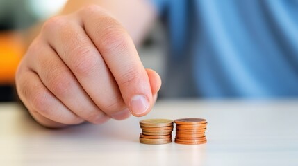 Hands carefully counting coins for a better savings plan