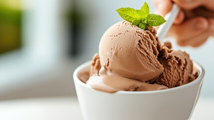 Chocolate ice cream creation served upside down with a refreshing twist