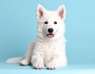 Obraz premium Adorable White Swiss Shepherd Puppy Portrait Collection, Generated image