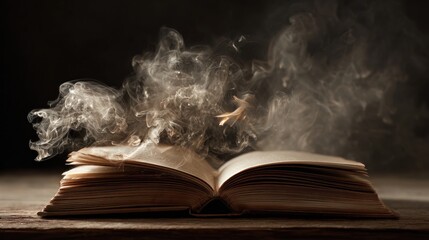 Mysterious book with smoke