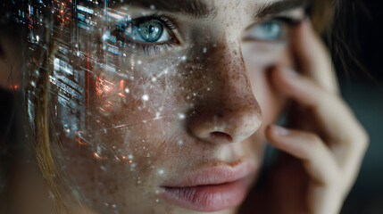 A social media uses the technological interface of the future with screens and additional reality