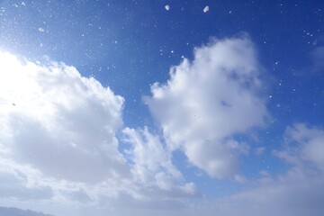 Winter Sky with Falling Snow and Clouds