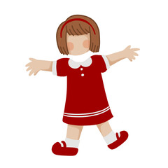 A girl with red dress