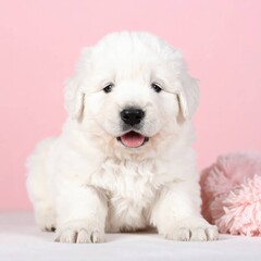 Fototapeta premium Encanto Esponjoso: Retrato de un Cachorro Pastor del Sur de Rusia, Generated image