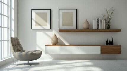 Minimalist Interior Design With Modern Furniture And Artwork