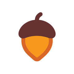 Brown orange acorn icon on Autumn seed