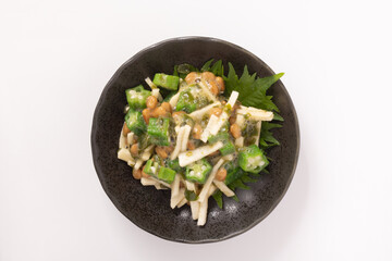 長芋オクラ　めかぶ納豆