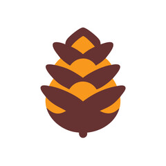 Stylized brown orange pine cone graphic on Autumn