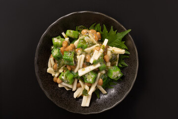 長芋オクラ　めかぶ納豆