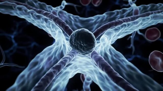 3D medical animation of an ischemic stroke showing a blood clot in a brain artery. Neurology, health, emergency concept.