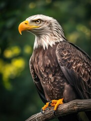 Fototapeta premium Bald eagle perched on branch