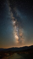 Aweinspiring cosmic vista of a starfilled Milky Way casting light onto endless desert sands making it a fitting choice for nature conservation and celestial beauty projects.