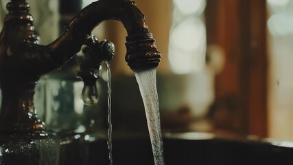 Vintage Faucet Flowing Water in Slow Motion Captures the Essence of Sustainable Living - Powered by Adobe