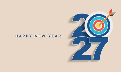 2027 Happy New Year Background Design. Greeting Card, Banner, Poster. Vector Illustration.