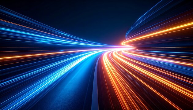 Abstract speed tunnel of streaks of light