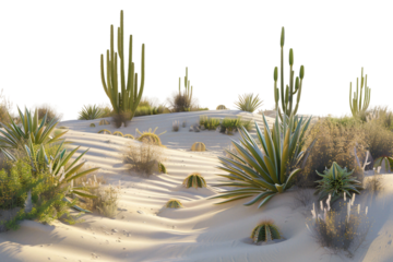 Desert Terrain at Dawn with Light of Sun isolated on clear transparent background
