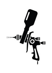 Paint sprayer gun. Simple illustration in black and white.
