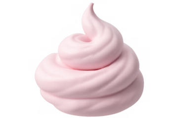 Delicious pink whipped cream swirling on a transparent background, perfect for adding a touch of sweetness to any project