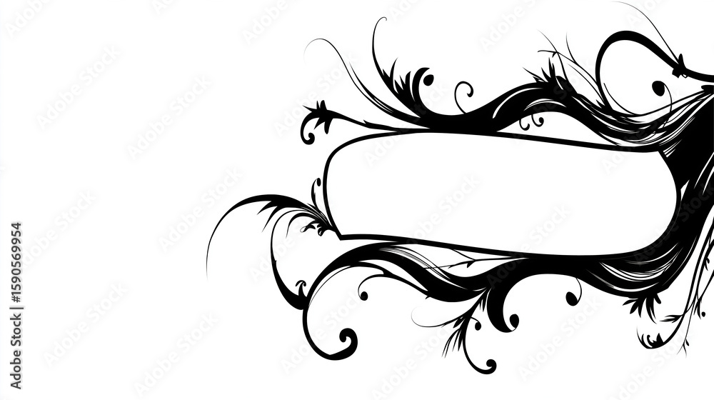 Fototapete elegant black floral design with a blank space for text or message