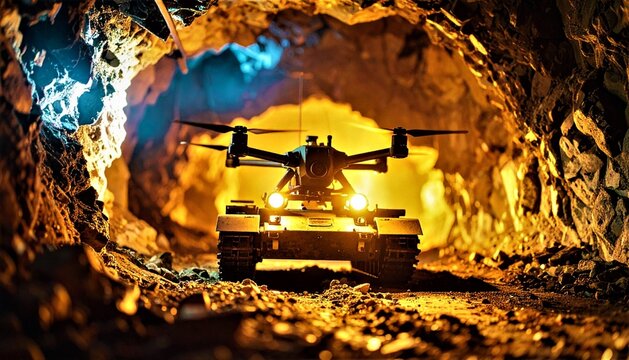 use of drones to observe objects in cave-aircraft-building ruins 4