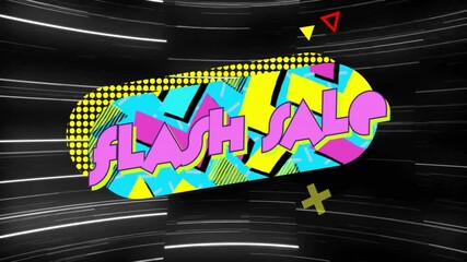 Pulsing light trails sparking yellow oval gliding to center for FLASH SALE pulsing announcing deal - Powered by Adobe