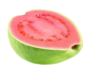Half of ripe guava isolated on transparent background.