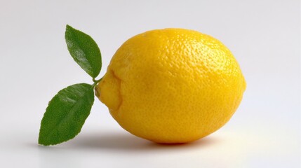 Single lemon with leaves