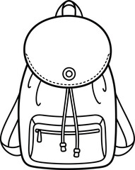 Simple Line Art Backpack Illustration for School, Hiking, or Everyday Carry Essentials