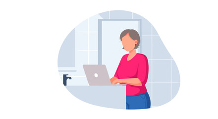 A woman working on her laptop, perfect for blog posts about remote work, productivity, or freelance life.  Ideal for websites, social media, or marketing materials.