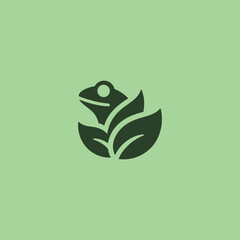 Frog leaf logo in creative and simple silhouette style.