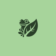 Frog leaf logo in creative and simple silhouette style.