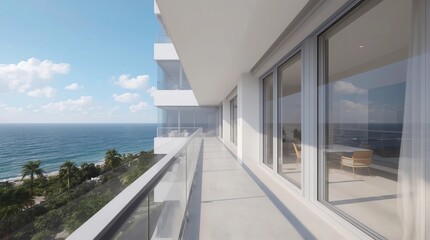 Perspective of high-rise condominium building with mountain and city view background - 3D rendering - Illustration