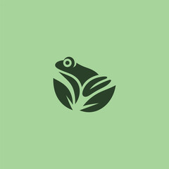 Frog leaf logo in creative and simple silhouette style.