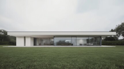 Fototapeta premium Perspective of white modern building on huge tree and mountain background,Idea of minimal architecture design. 3D rendering