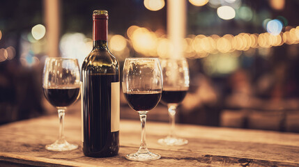 two glasses of wine and bottle