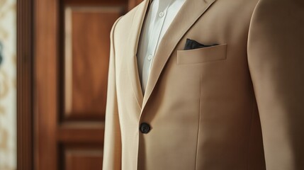 Beige Blazer Close-Up: Men'S Fashion, Style & Formal Wear